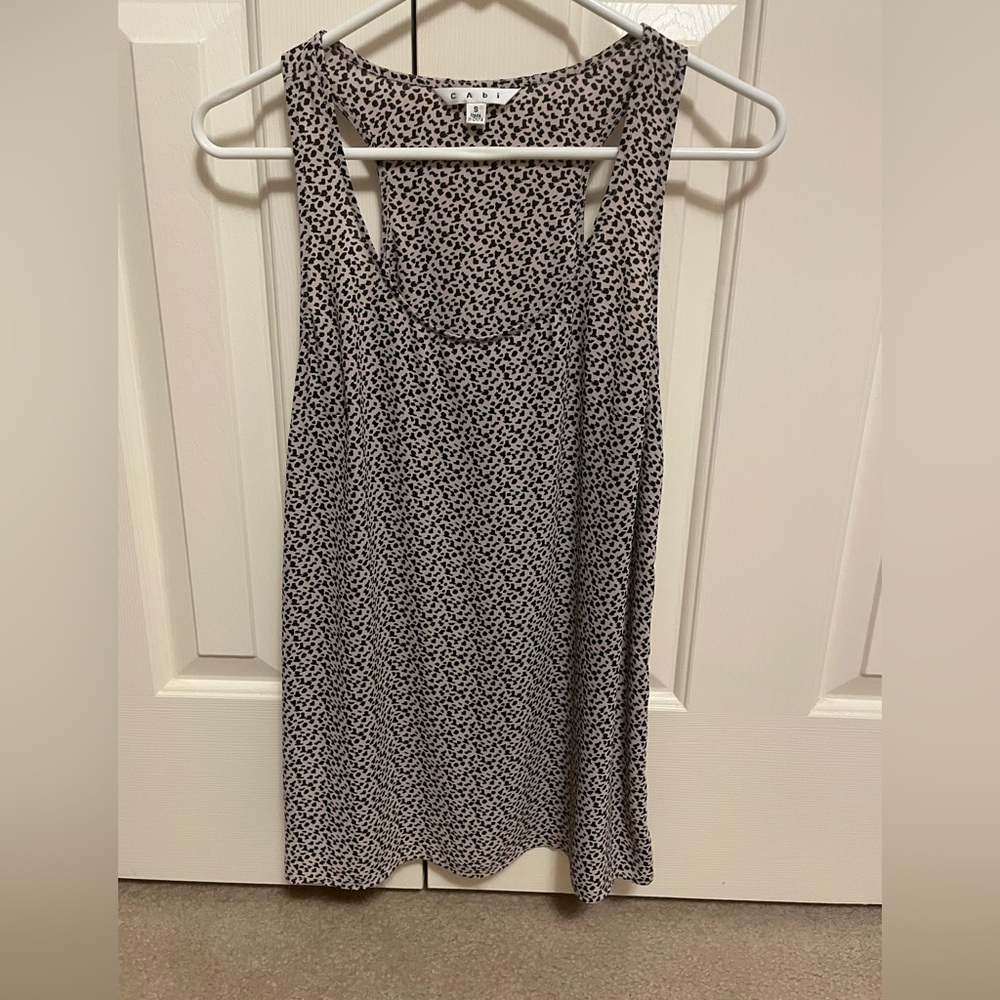 CAbi Black and White Patterned Tank Top